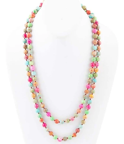 Barse Genuine Stone Bright Long Strand Necklace