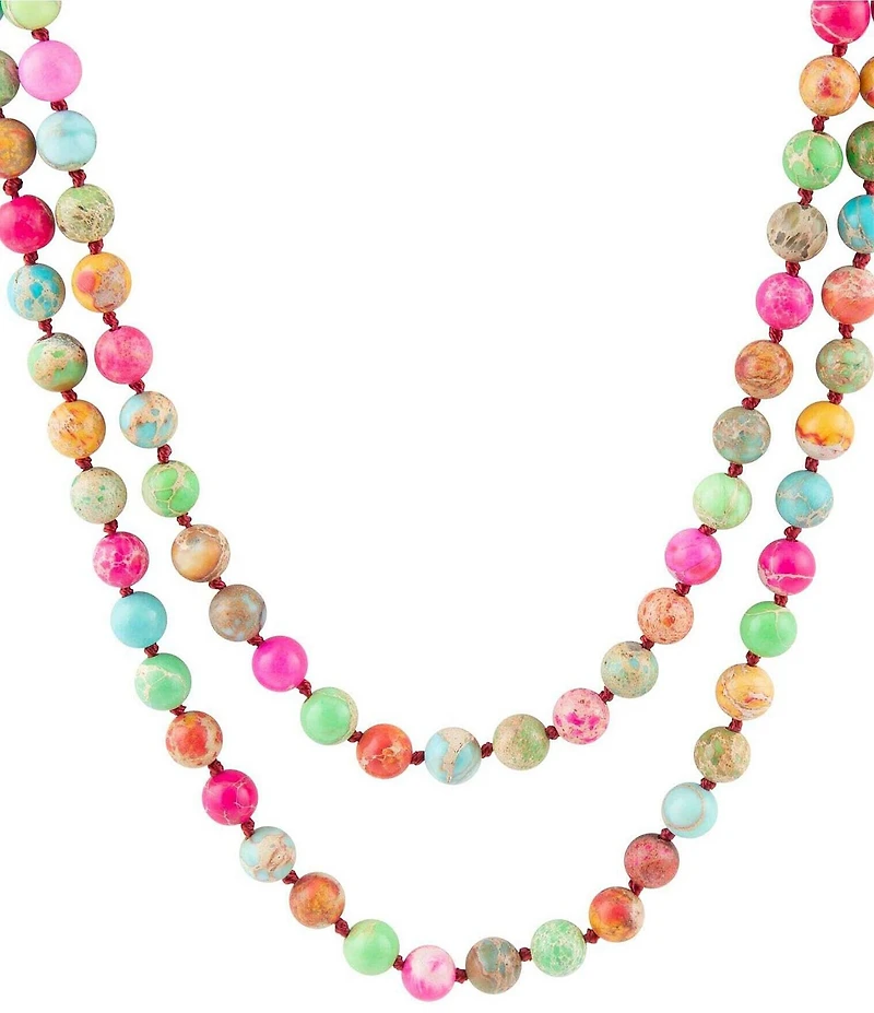 Barse Genuine Stone Bright Long Strand Necklace