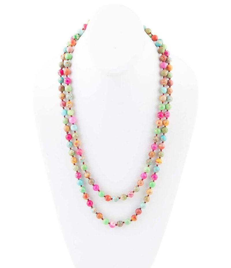 Barse Genuine Stone Bright Long Strand Necklace
