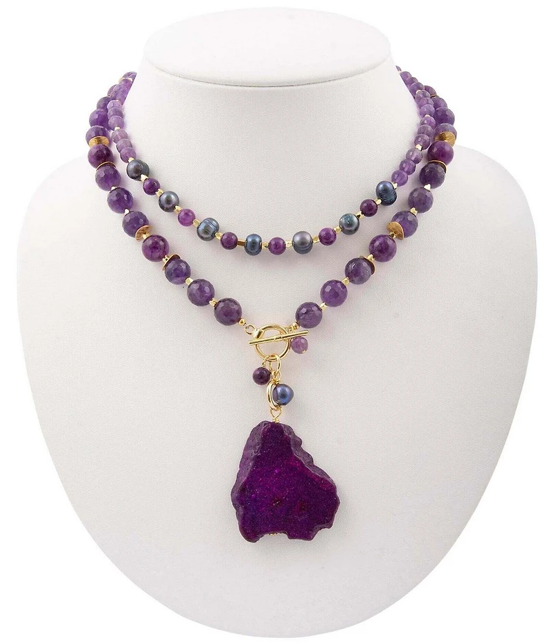 Barse Genuine Stone Celestial Shores Statement Necklace