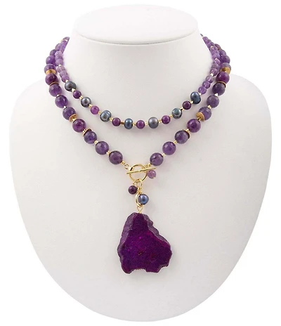 Barse Celestial Shores Genuine Stone Statement Necklace