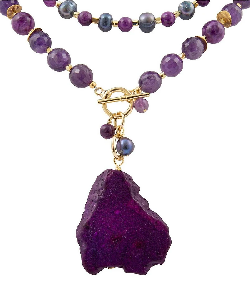 Barse Celestial Shores Genuine Stone Statement Necklace