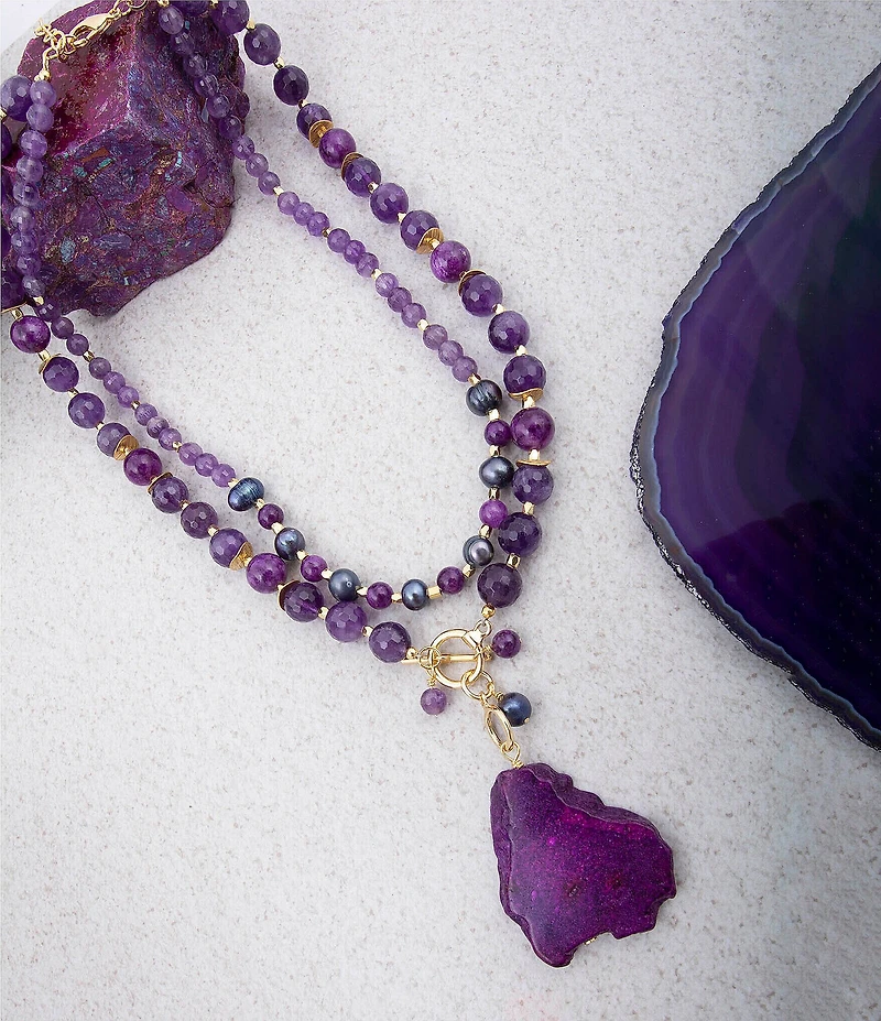 Barse Celestial Shores Genuine Stone Statement Necklace