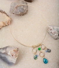 Barse Genuine Stone Charmed Drops Collar Statement Necklace