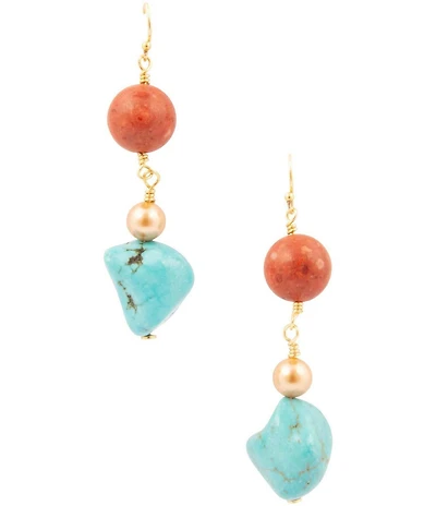 Barse Genuine Stone Copper Junction Beaded Linear Earrings