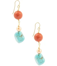 Barse Genuine Stone Copper Junction Beaded Linear Earrings