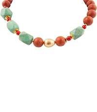 Barse Genuine Stone Copper Junction Beaded One Row Collar Necklace