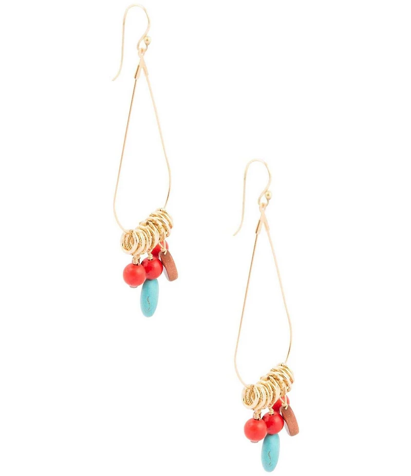 Barse Genuine Stone Copper Junction Chandelier Earrings