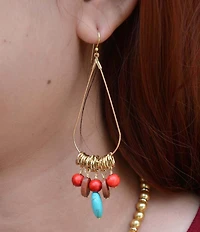 Barse Genuine Stone Copper Junction Chandelier Earrings