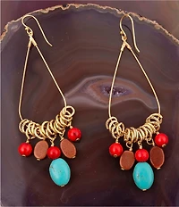 Barse Genuine Stone Copper Junction Chandelier Earrings