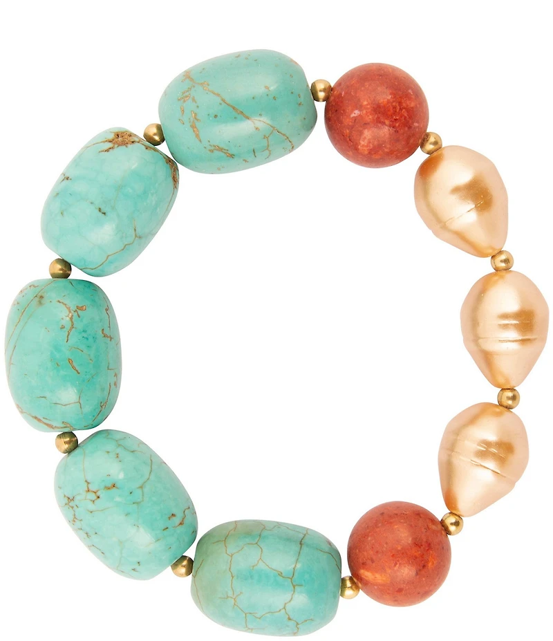 Barse Genuine Stone Copper Junction Chunky Stretch Bracelet