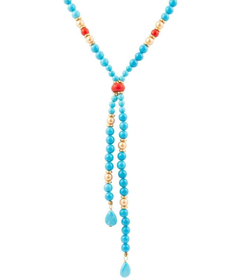 Barse Genuine Stone Copper Junction Lariat Necklace