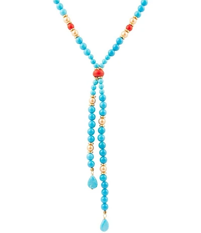 Barse Genuine Stone Copper Junction Lariat Necklace