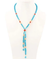 Barse Genuine Stone Copper Junction Lariat Necklace