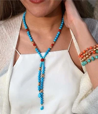 Barse Genuine Stone Copper Junction Lariat Necklace