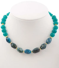 Barse Genuine Stone Crystal Cove Beaded Collar Necklace