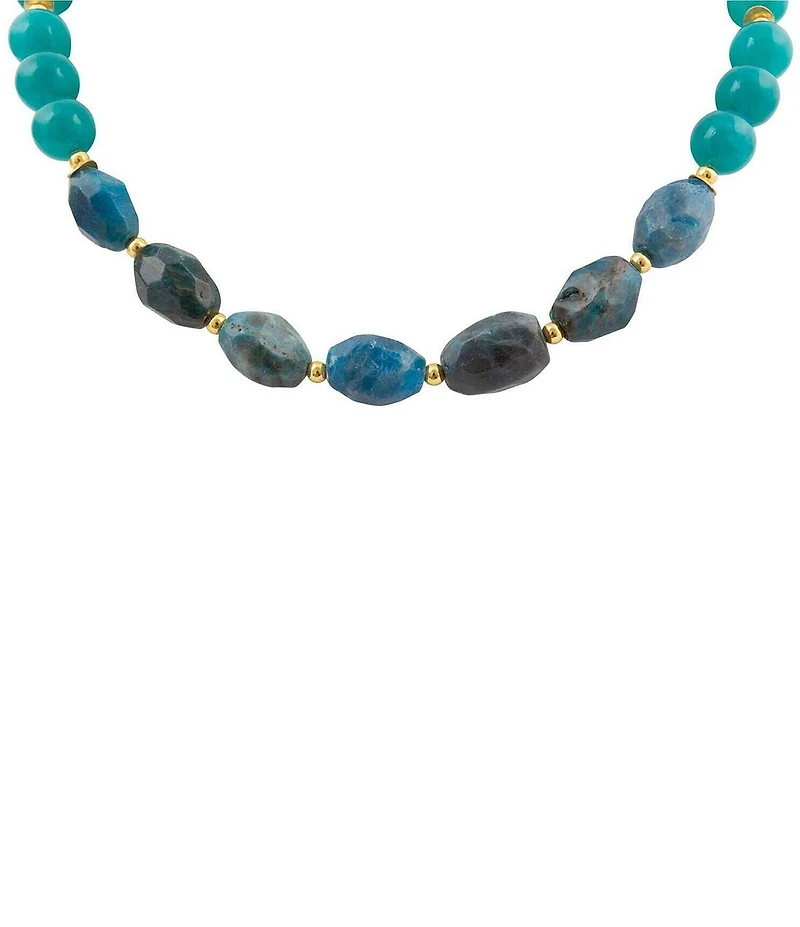Barse Genuine Stone Crystal Cove Beaded Collar Necklace
