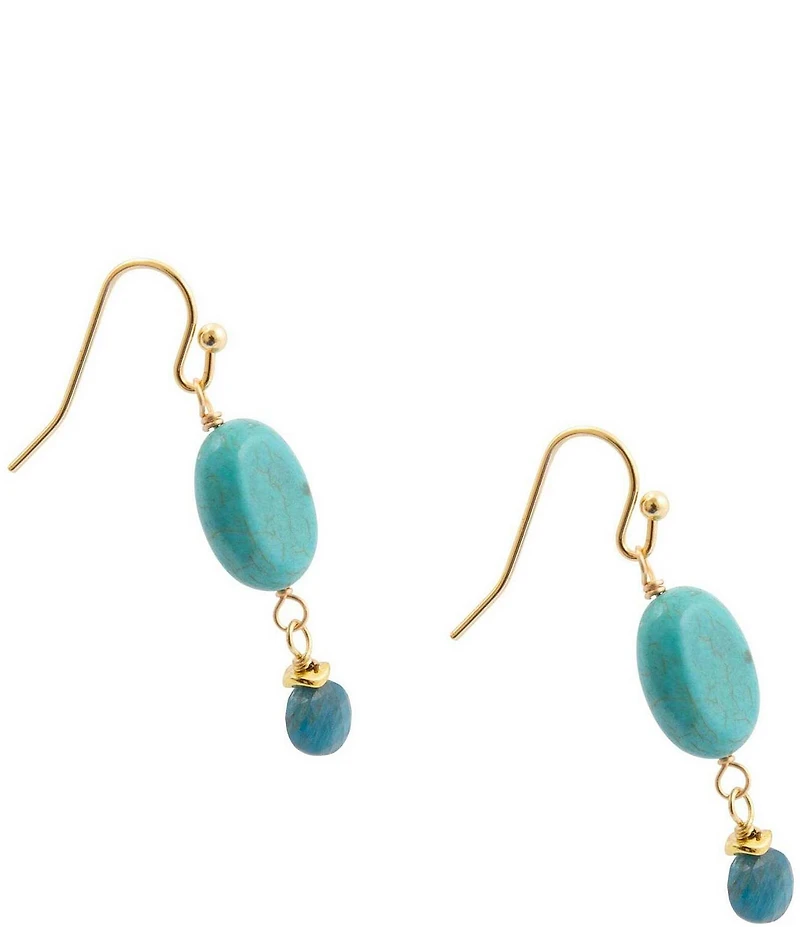 Barse Genuine Stone Crystal Cove Linear Earrings