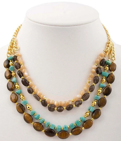 Barse Genuine Stone Desert Canyon Short Multi-Strand Necklace