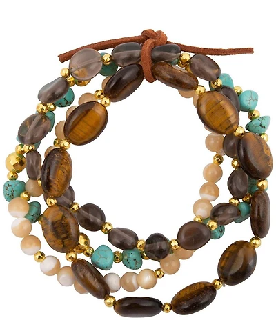 Barse Genuine Stone Desert Canyon Stretch Bracelet Set