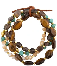 Barse Genuine Stone Desert Canyon Stretch Bracelet Set