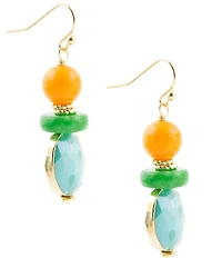Barse Apricot Yellow Agate Golden Drop Earrings