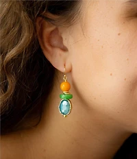 Barse Apricot Yellow Agate Golden Drop Earrings