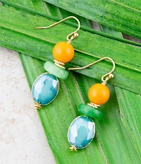 Barse Apricot Yellow Agate Golden Drop Earrings