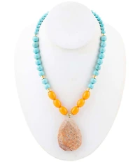Barse Apricot Orange Agate Chunky Golden Statement Necklace