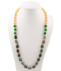 Barse Genuine Stone Golden Horizon Long Strand Necklace