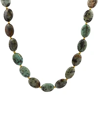 Barse Genuine Stone Golden Horizon Long Strand Necklace