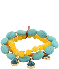Barse Genuine Stone Golden Horizon Stretch Bracelet Set