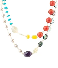 Barse Genuine Stone Kaleidoscope Long Strand Necklace