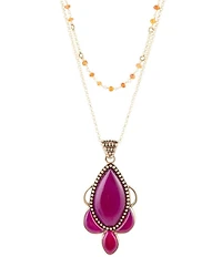 Barse Neims Pink Carnelian Golden Pendant Necklace