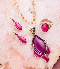 Barse Neims Pink Carnelian Golden Pendant Necklace