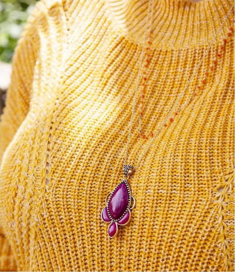 Barse Neims Pink Carnelian Golden Pendant Necklace