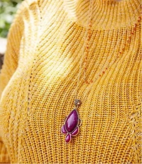 Barse Neims Pink Carnelian Golden Pendant Necklace