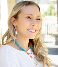 Barse Blue and White Hibiscus Mother of Pearl Pendant and Necklace