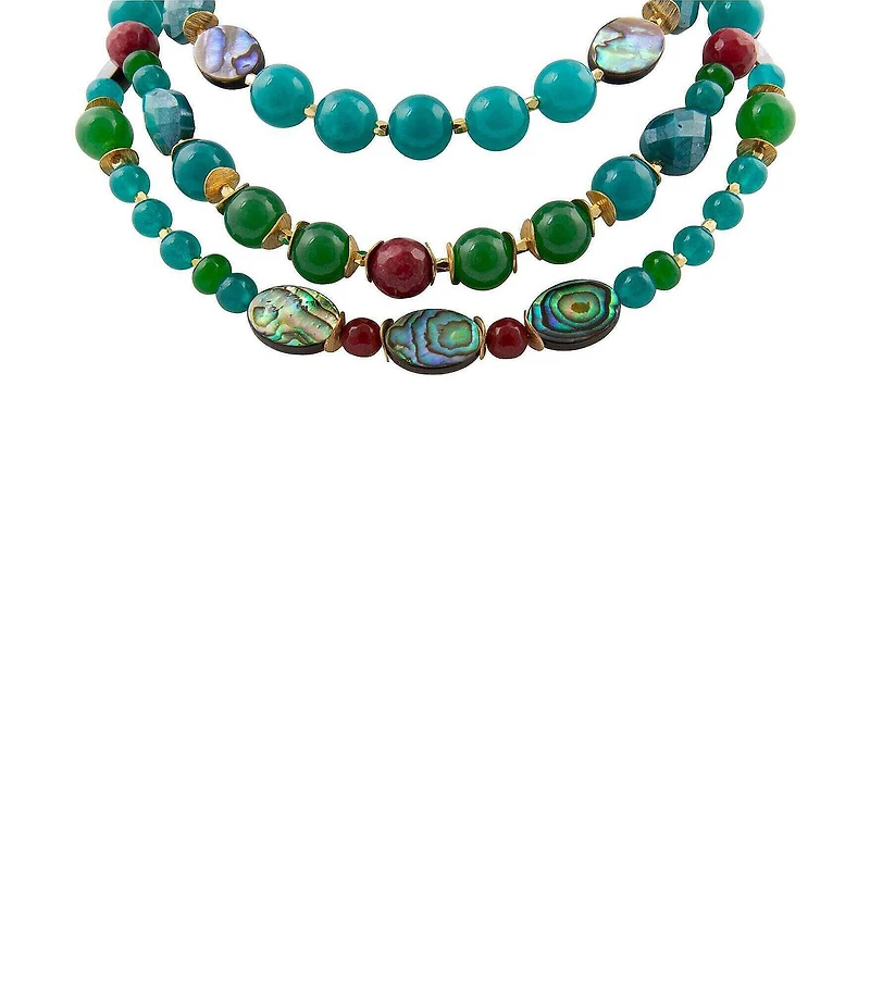 Barse Genuine Stone Multi Strand Bejeweled Statement Necklace
