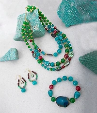 Barse Genuine Stone Multi Strand Bejeweled Statement Necklace