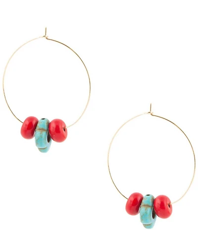 Barse Genuine Stone Rancho Guadalupe Hoop Earrings