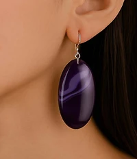 Barse Genuine Stone Seville Slab Statement Earrings