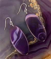 Barse Genuine Stone Seville Slab Statement Earrings