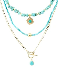 Barse Blue Magnesite Double Strand Golden Necklace
