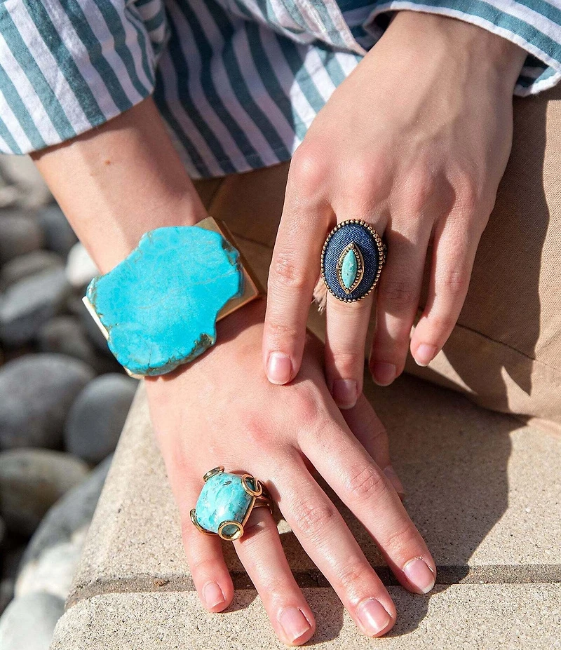 Barse Genuine Magnesite Stone Slab Hinge Bracelet