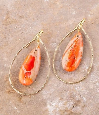 Barse Genuine Jasper Stone Orbital Drop Earrings