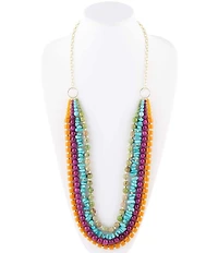 Barse Genuine Stone Statement Beaded Long Multi Strand Necklace
