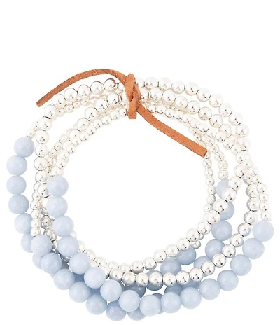 Barse Denim Blue Angelite Silver Bracelet Set