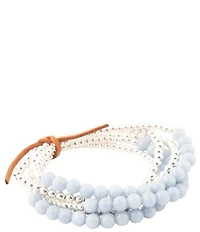 Barse Denim Blue Angelite Silver Bracelet Set
