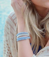 Barse Denim Blue Angelite Silver Bracelet Set